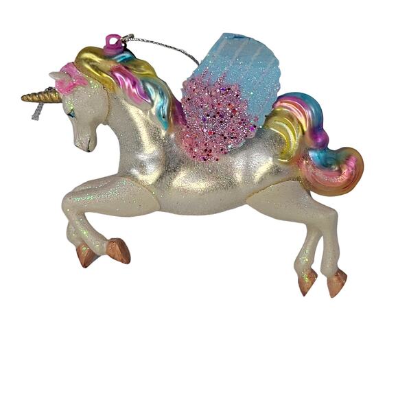 2017 Glass Unicorn Ornament Multicolor Wings Christmas Decoration - Picture 11 of 14